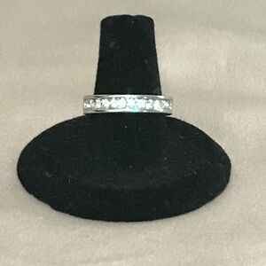 silver tone & cubic zirconia ring size 7